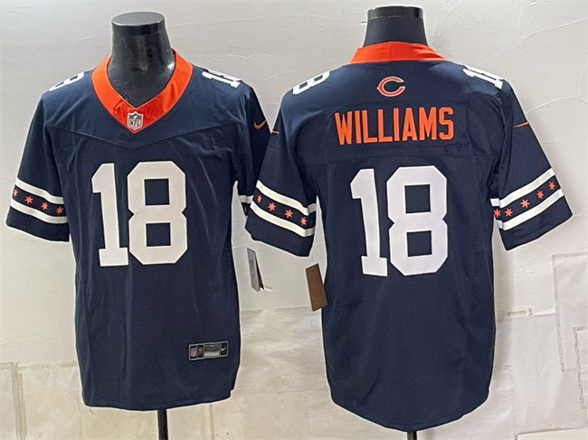 Men's Chicago Bears #18 Caleb Williams Navy 2026 F.U.S.E. Limited Stitched Football Jersey